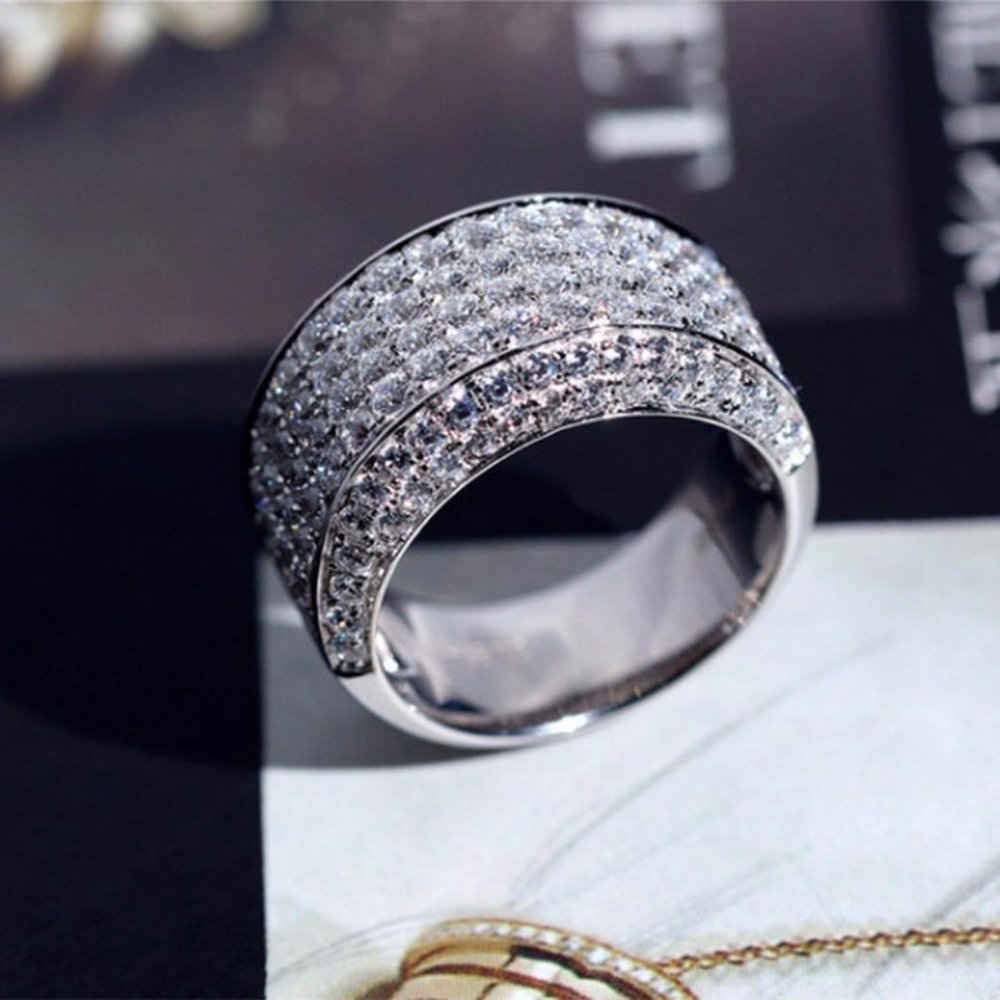 925 Silver Plated Beautiful Cz Luxury Ring For Women Men, Mlnn1176